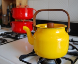 yellow tea kettle